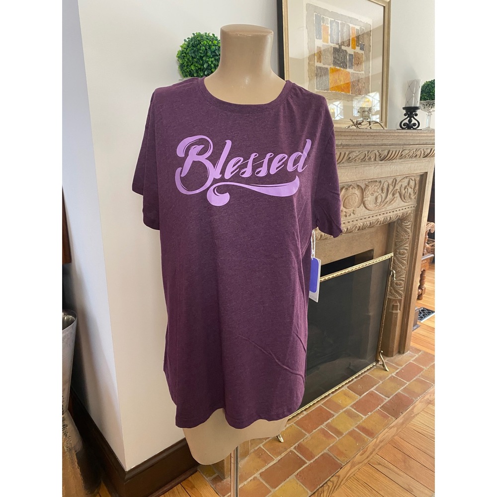 Fit Collective Blessed Graphic Tee Deep Purple 1X NWT